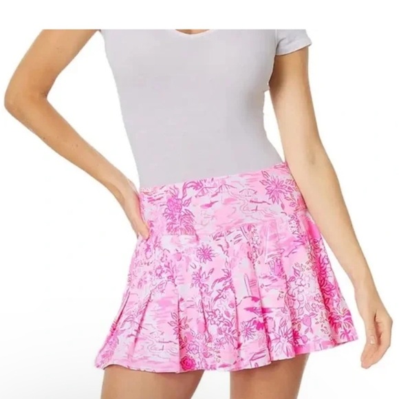 Lilly Pulitzer UPF 50+ Luxletic Annora Skort Peony Pink Seaside Scene large NWT - Picture 5 of 11